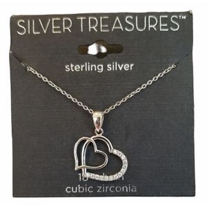 Silver Treasures Sterling Silver Heart Necklace